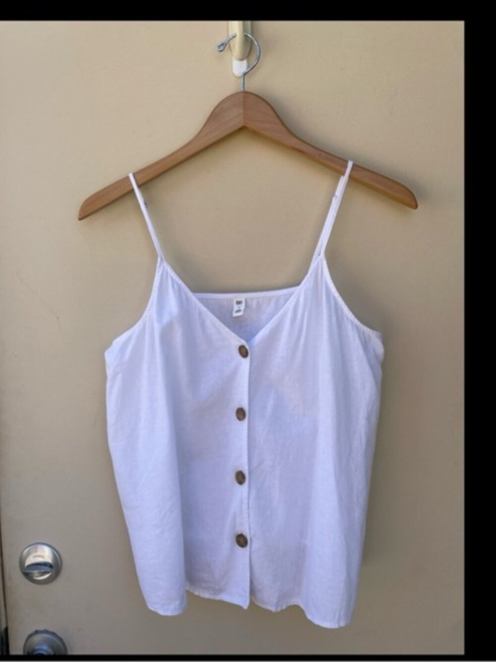 BP White Spaghetti Strap Tank-Top V-Neck Button-Down Sz M